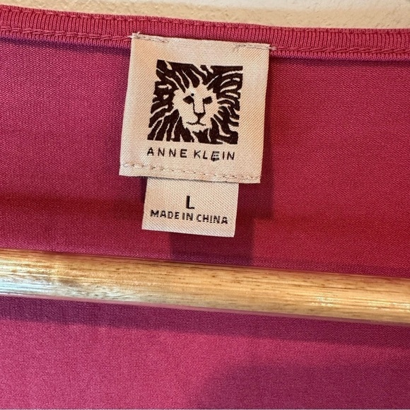 Anne Klein Blouse Womens Large Red Sleeveless Shirt Tank Ruffle Pattern Pleated - Picture 3 of 10